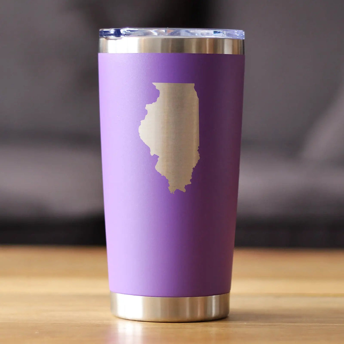 Illinois State Outline Coffee Tumbler | 20 Oz | Double Wall Stainless Steel | Sliding Lid