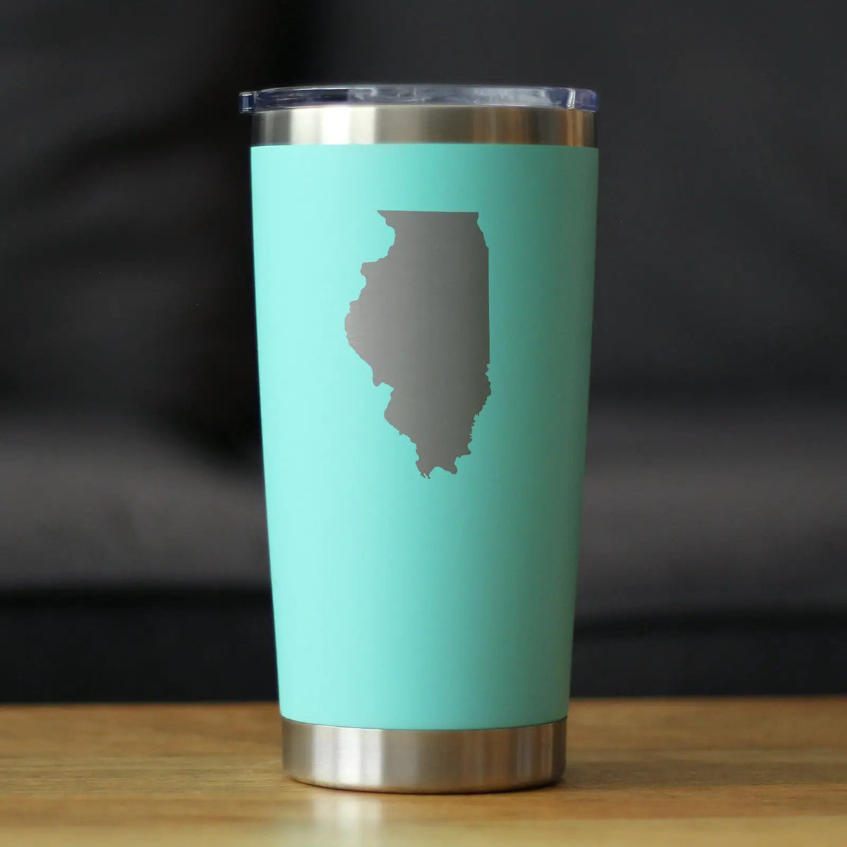 Illinois State Outline Coffee Tumbler | 20 Oz | Double Wall Stainless Steel | Sliding Lid