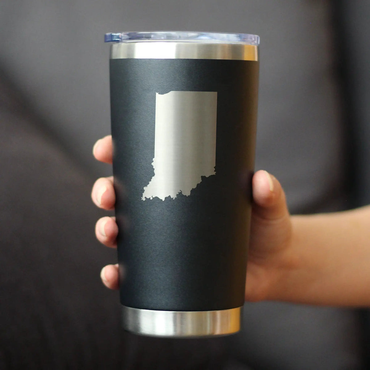 Indiana State Outline Coffee Tumbler | 20 Oz | Double Wall Stainless Steel | Sliding Lid