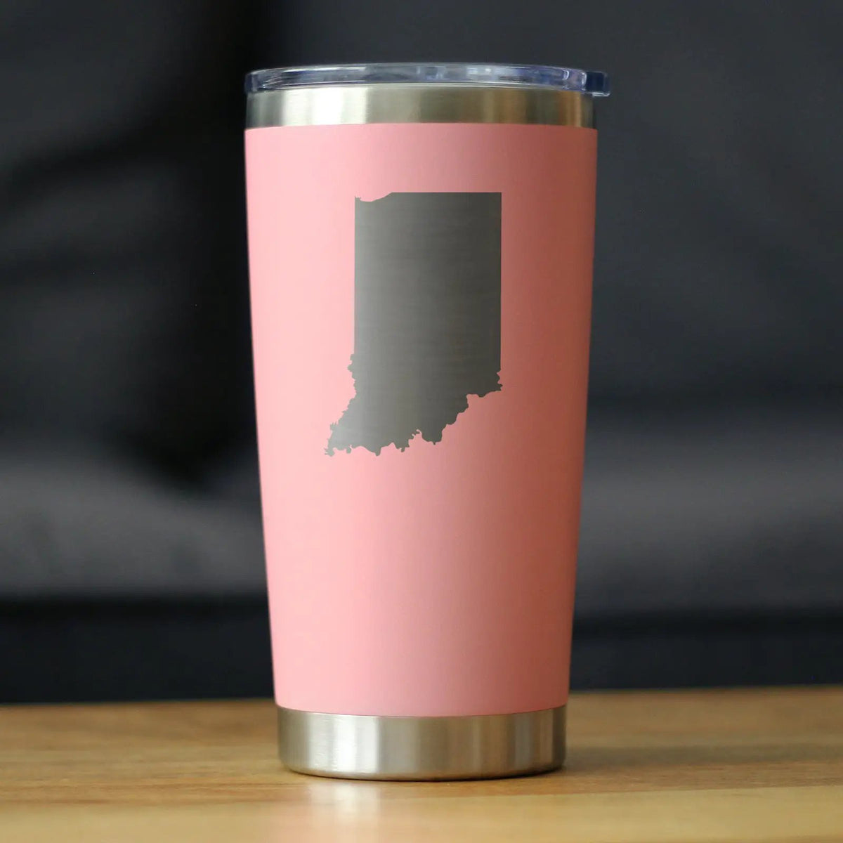 Indiana State Outline Coffee Tumbler | 20 Oz | Double Wall Stainless Steel | Sliding Lid