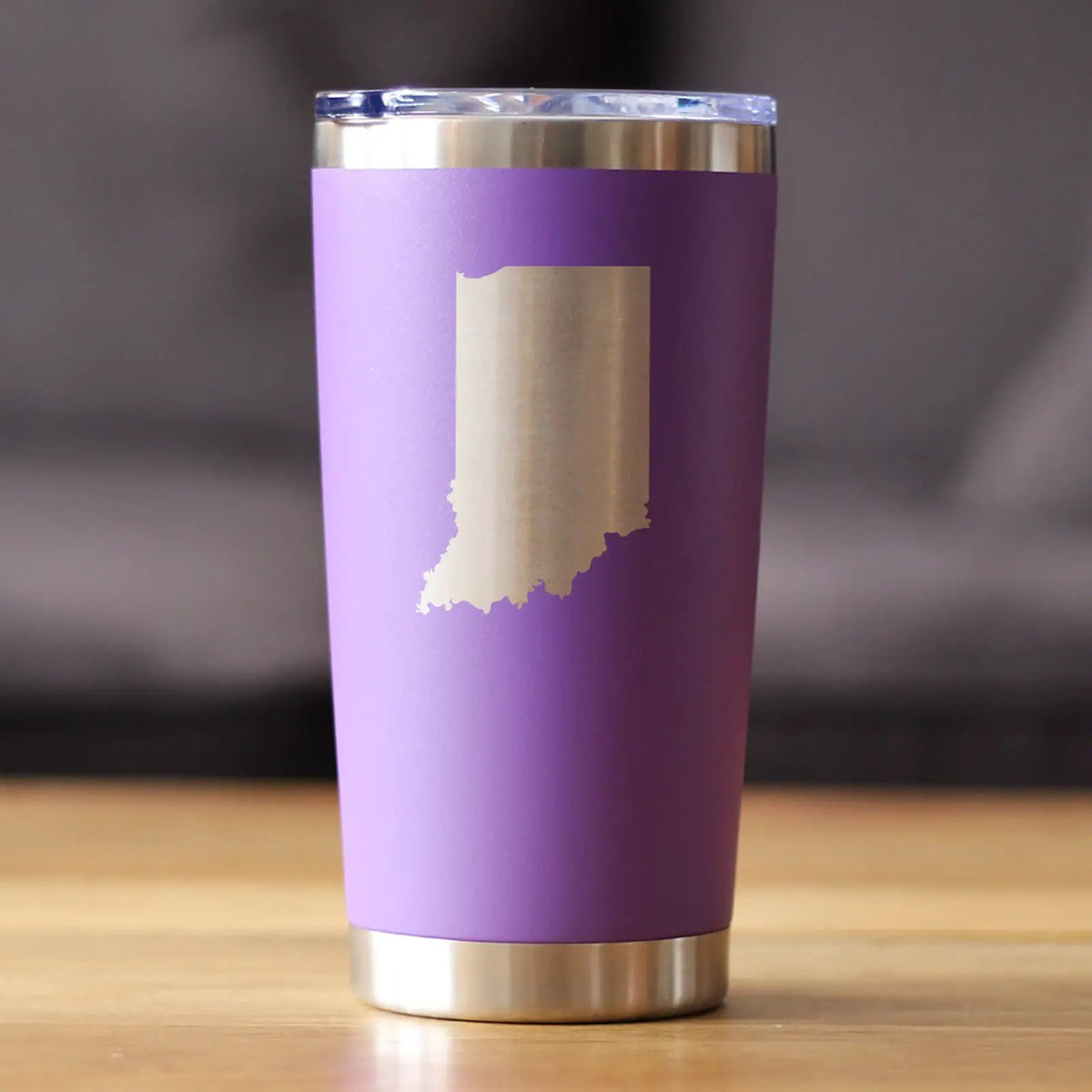 Indiana State Outline Coffee Tumbler | 20 Oz | Double Wall Stainless Steel | Sliding Lid