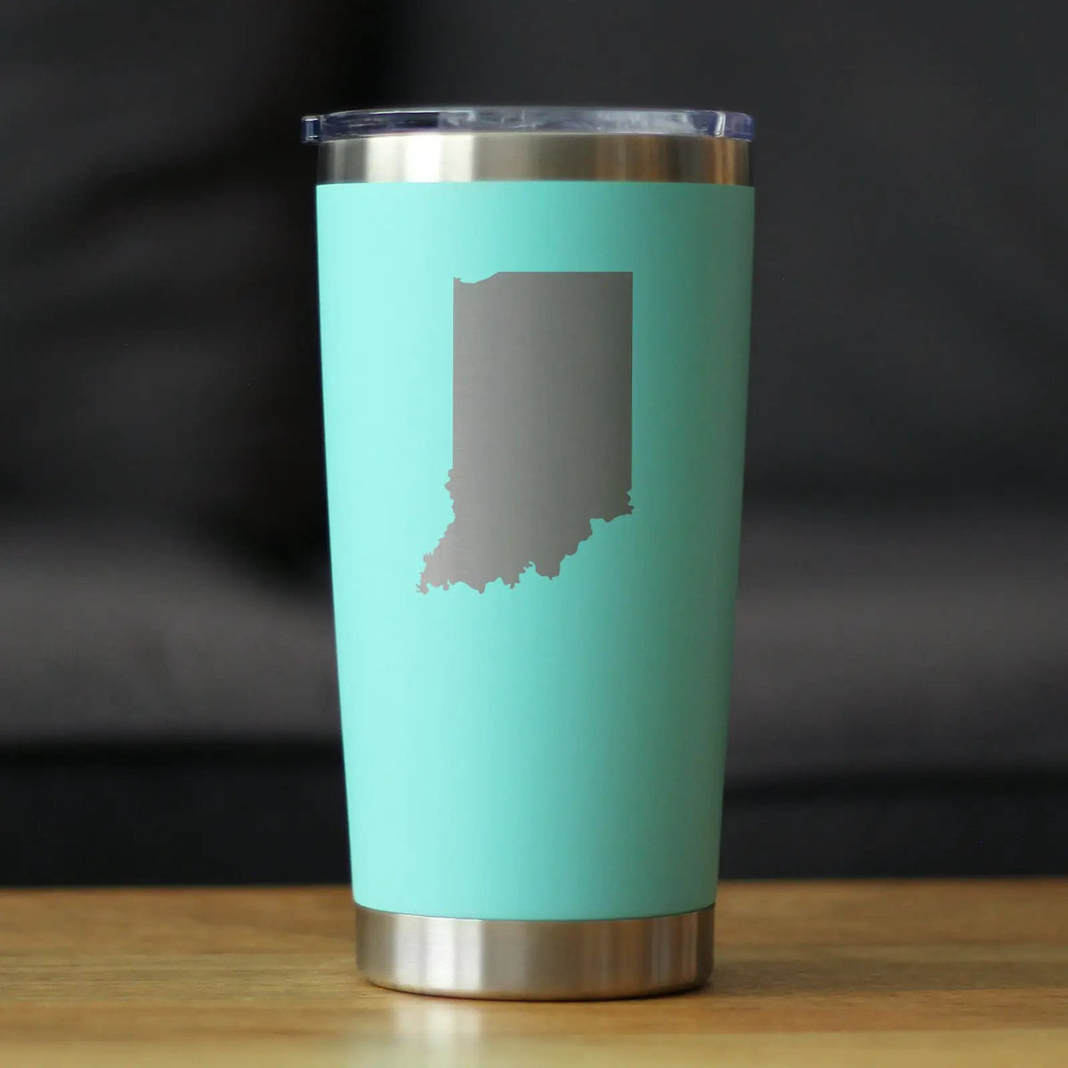 Indiana State Outline Coffee Tumbler | 20 Oz | Double Wall Stainless Steel | Sliding Lid
