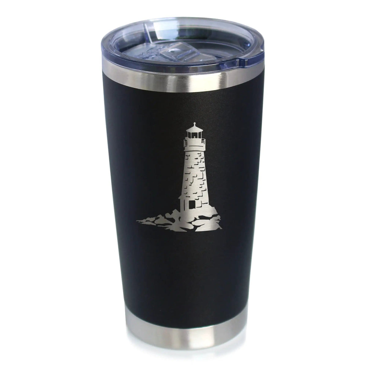 Insulated Coffee Tumbler | 20 oz Stainless Steel | Sliding Lid | Lighthouse