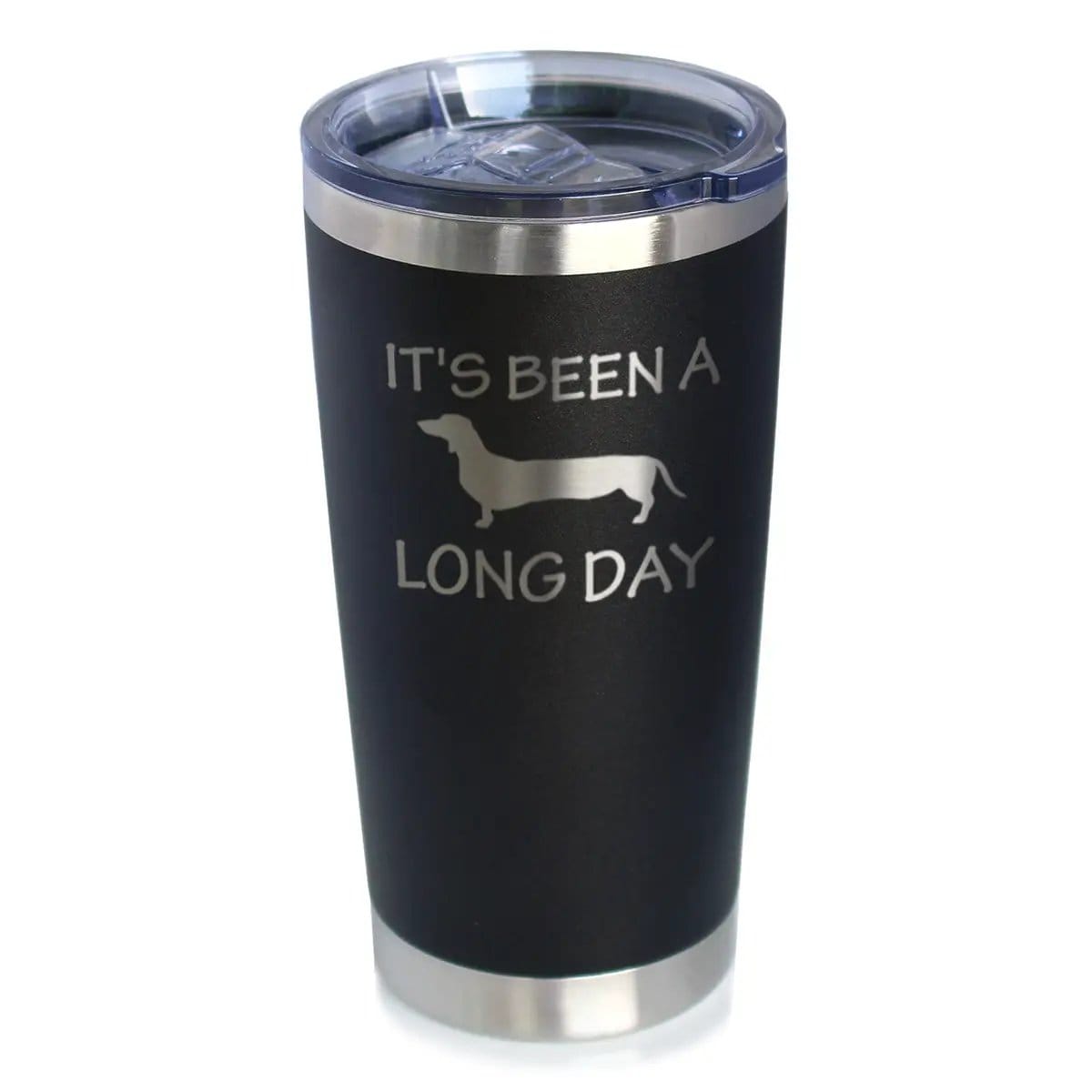Etched Stemless Wine Glass | 17 oz | Dishwasher Safe | It's Been a Long Day - Cute Dachshund Engraved