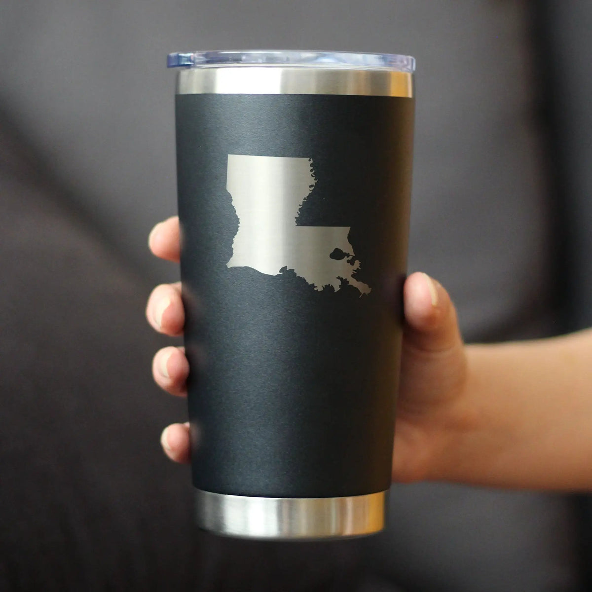 Louisiana State Outline Coffee Tumbler | 20 Oz | Double Wall Stainless Steel | Sliding Lid