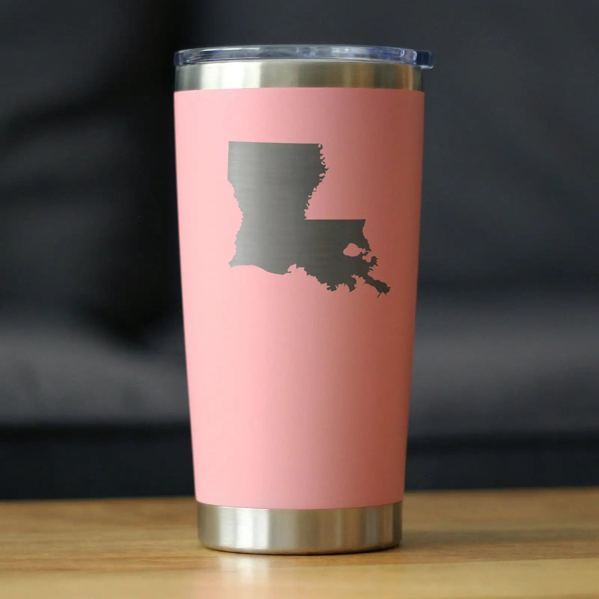 Louisiana State Outline Coffee Tumbler | 20 Oz | Double Wall Stainless Steel | Sliding Lid