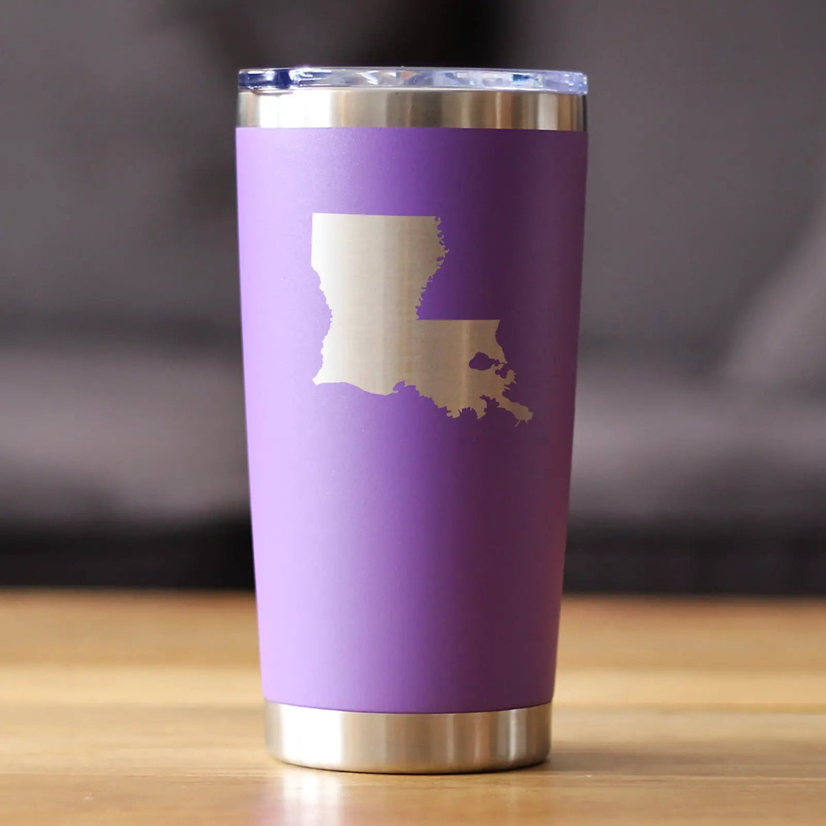 Louisiana State Outline Coffee Tumbler | 20 Oz | Double Wall Stainless Steel | Sliding Lid