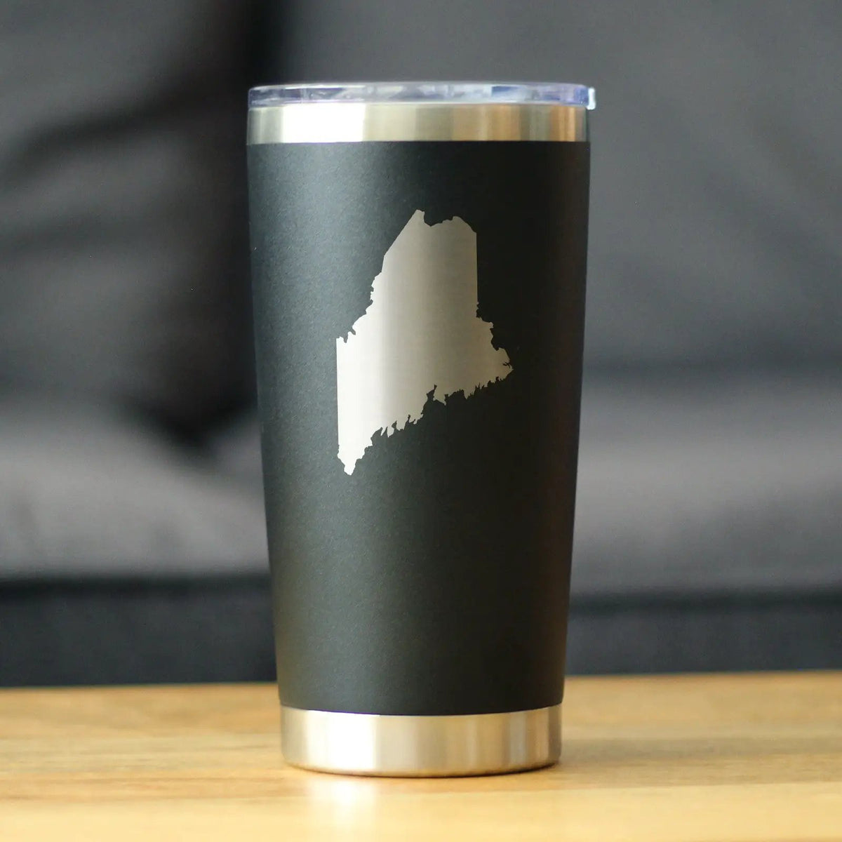 Maine State Outline Coffee Tumbler | 20 Oz Double Wall Stainless Steel | Sliding Lid | Maine Gifts For Women and