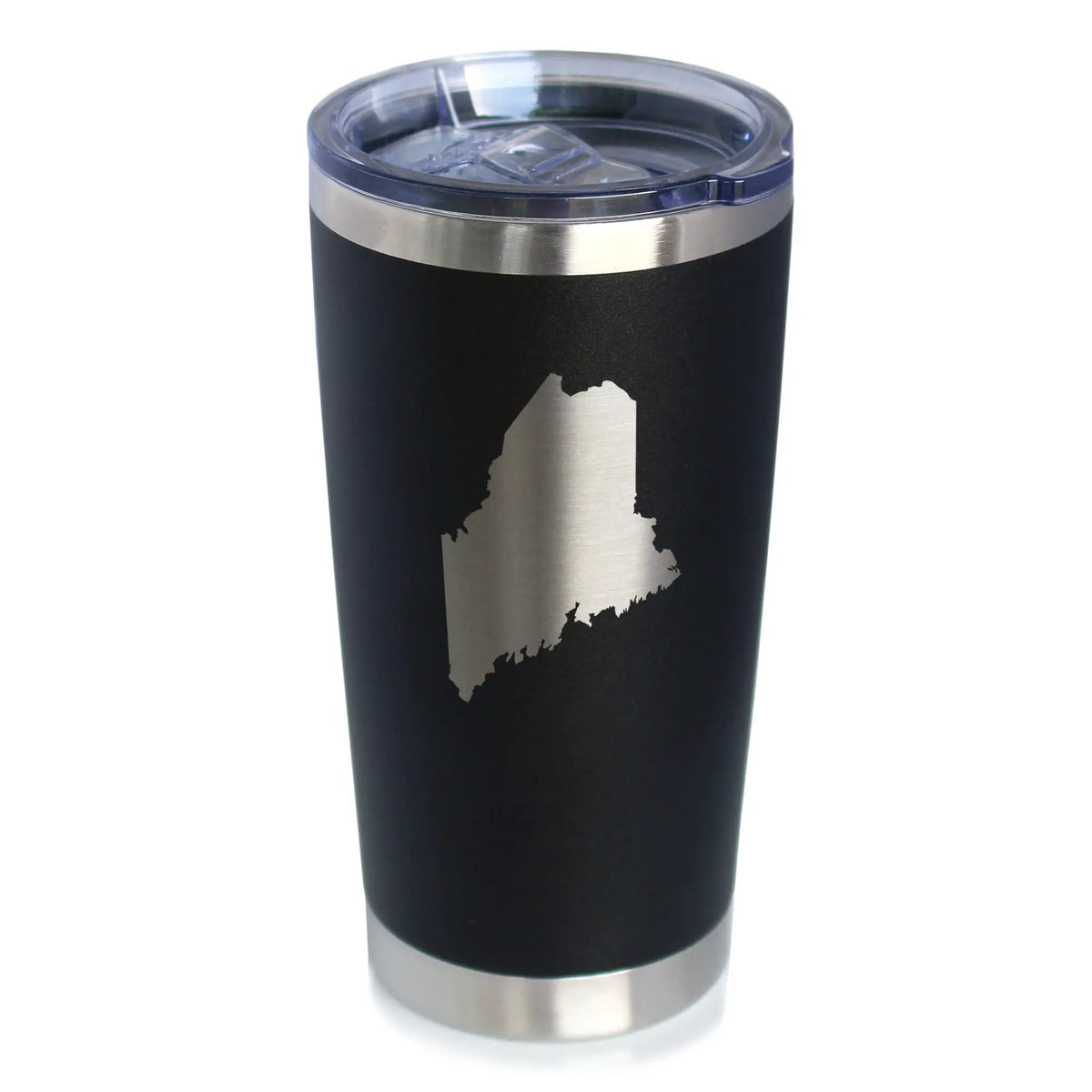 Maine State Outline Coffee Tumbler | 20 Oz Double Wall Stainless Steel | Sliding Lid | Maine Gifts For Women and
