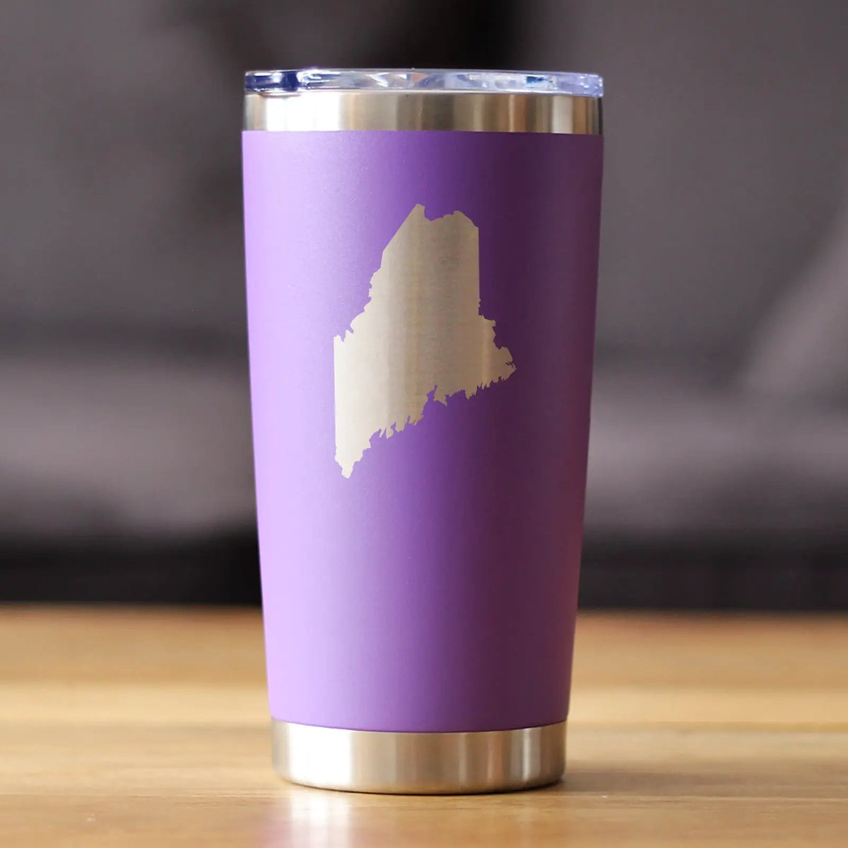 Maine State Outline Coffee Tumbler | 20 Oz Double Wall Stainless Steel | Sliding Lid | Maine Gifts For Women and