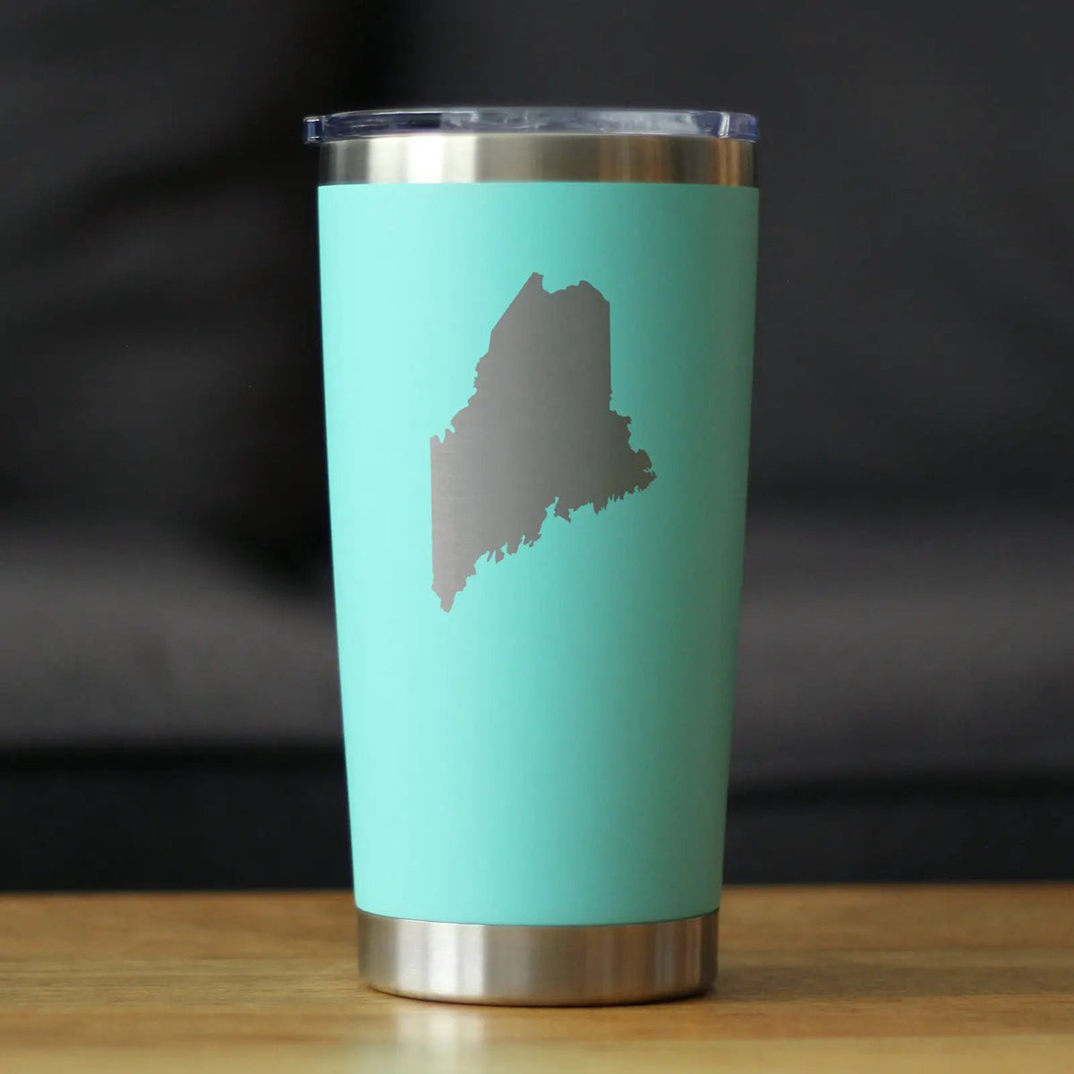 Maine State Outline Coffee Tumbler | 20 Oz Double Wall Stainless Steel | Sliding Lid | Maine Gifts For Women and