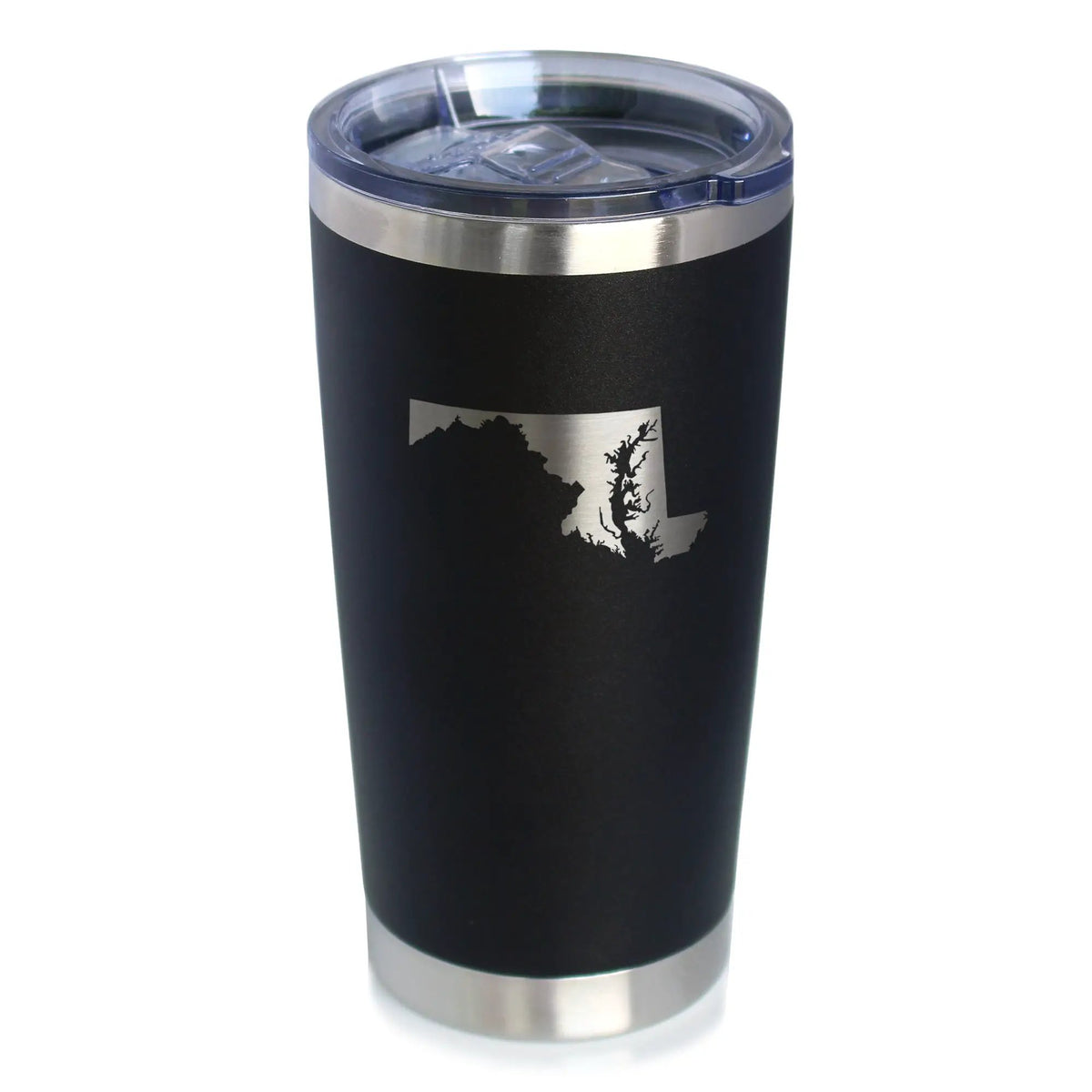 Maryland State Outline Coffee Tumbler | 20 Oz | Double Wall Stainless Steel | Sliding Lid