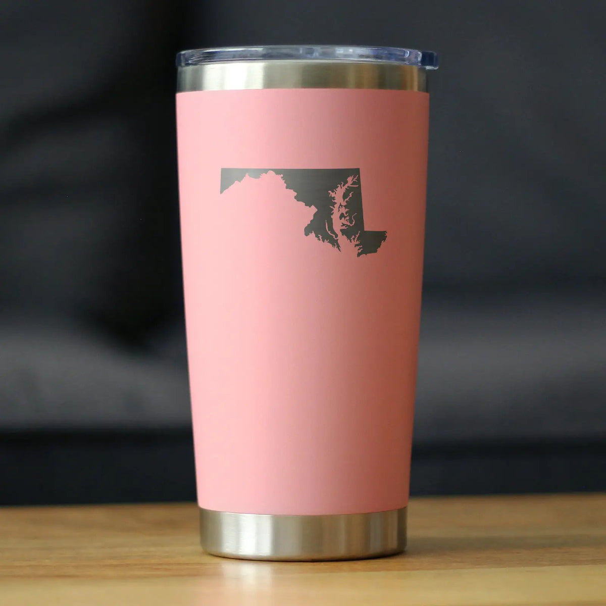 Maryland State Outline Coffee Tumbler | 20 Oz | Double Wall Stainless Steel | Sliding Lid
