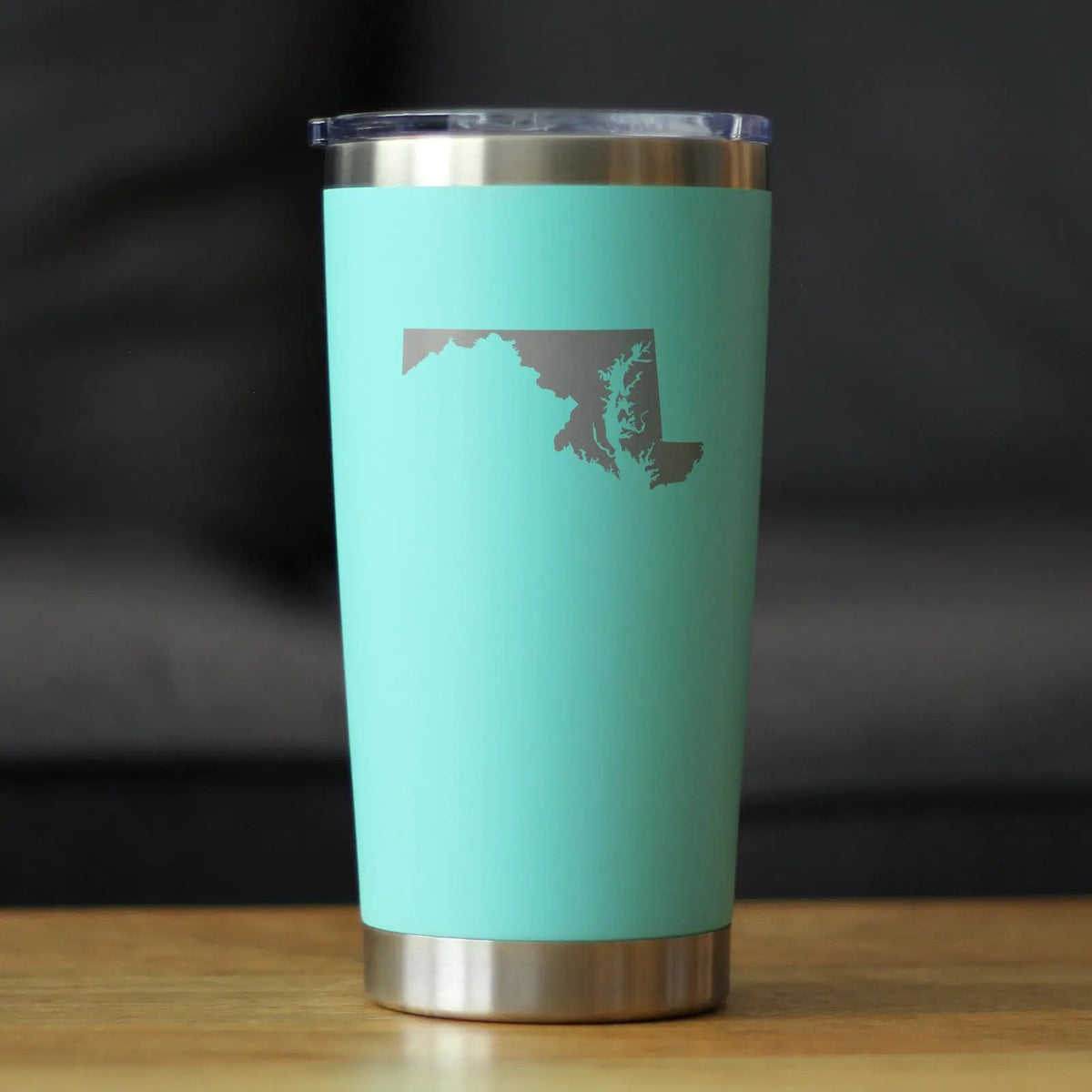 Maryland State Outline Coffee Tumbler | 20 Oz | Double Wall Stainless Steel | Sliding Lid