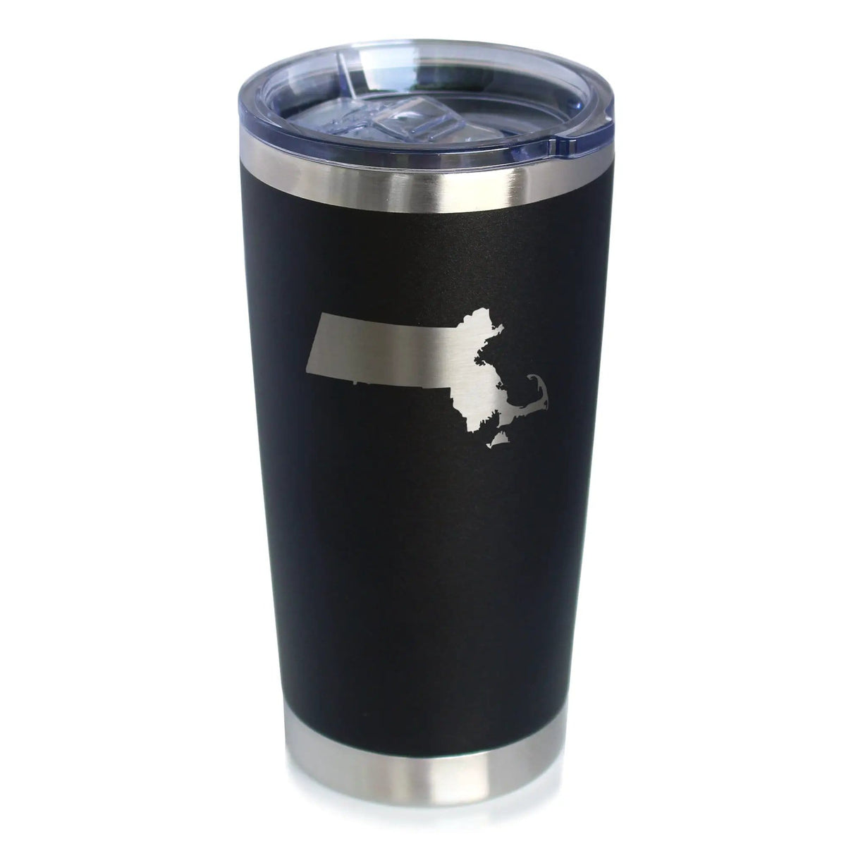 Insulated Coffee Tumbler | 20 oz Stainless Steel | Sliding Lid | Massachusetts State Outline