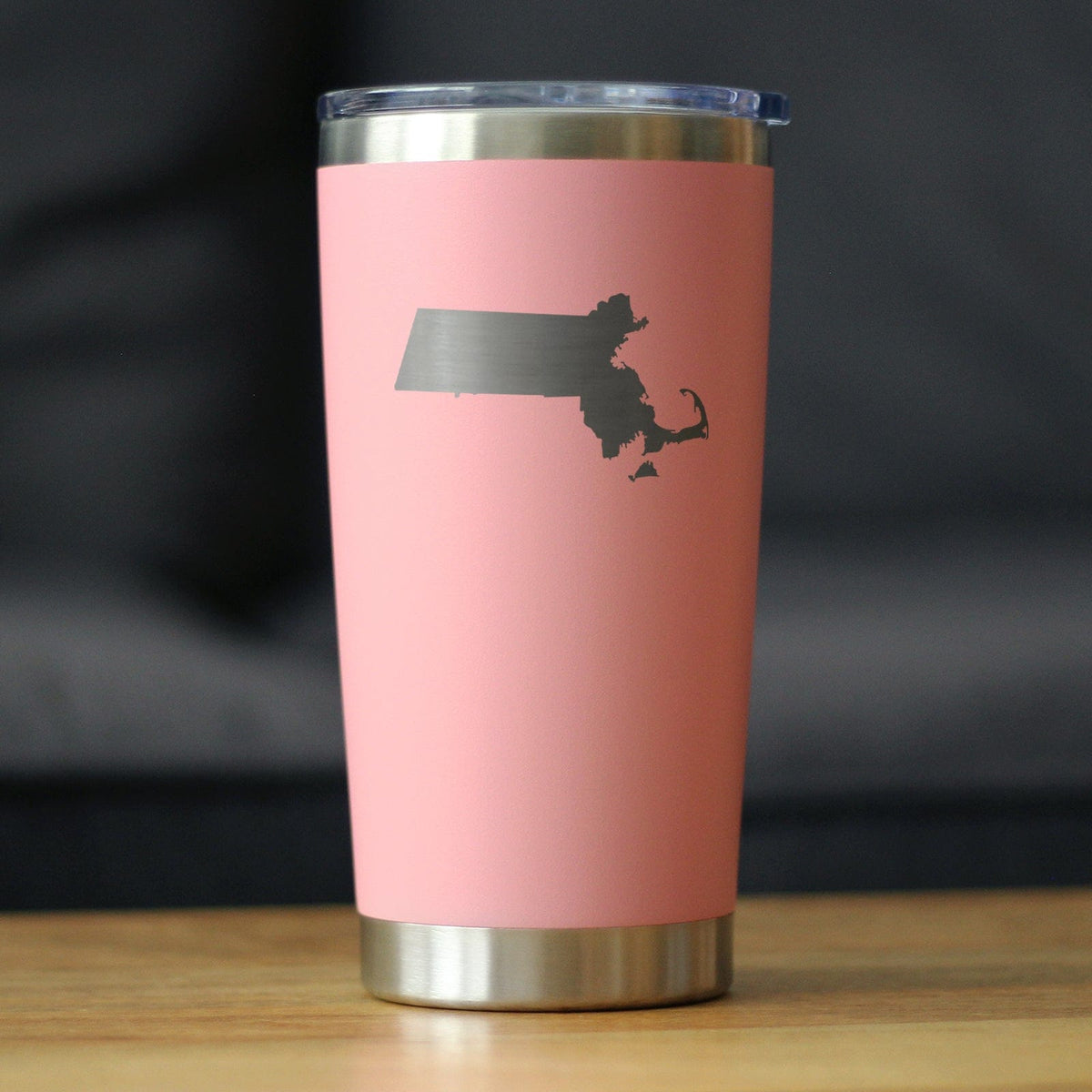 Insulated Coffee Tumbler | 20 oz Stainless Steel | Sliding Lid | Massachusetts State Outline