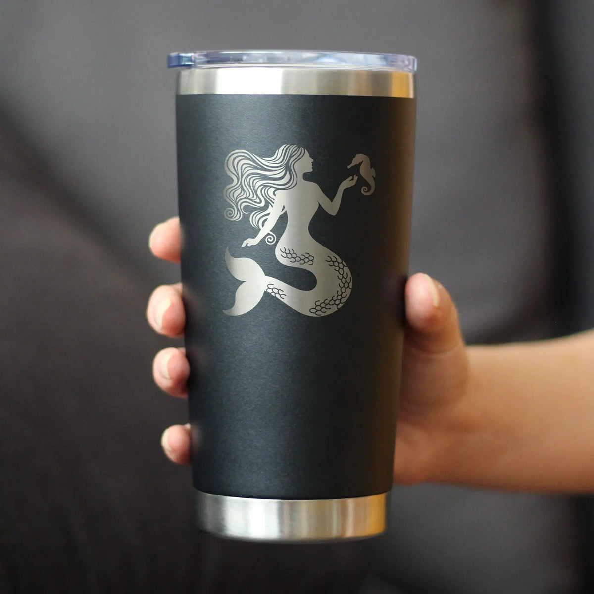 Mermaid Coffee Tumbler | 20 Oz Double Wall Stainless Steel | Sliding Lid | Cute Mermaid Gifts