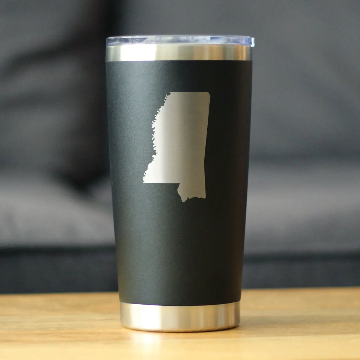 Mississippi State Outline Coffee Tumbler | 20 Oz | Double Wall Stainless Steel | Sliding Lid