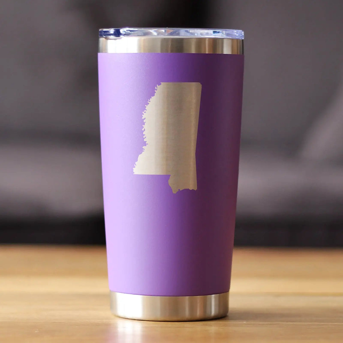 Mississippi State Outline Coffee Tumbler | 20 Oz | Double Wall Stainless Steel | Sliding Lid