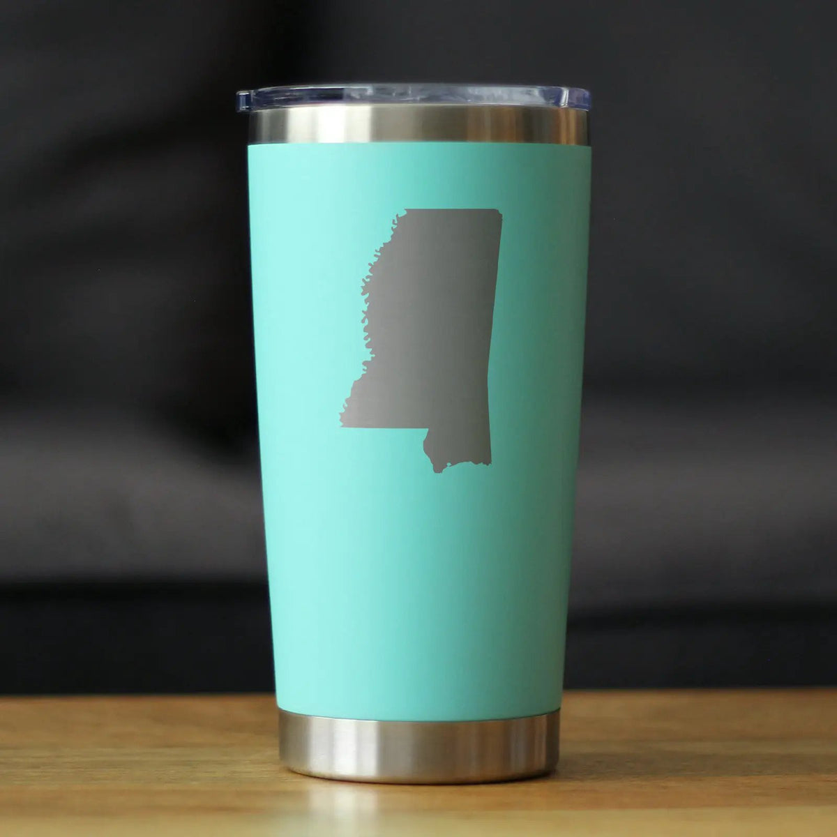 Mississippi State Outline Coffee Tumbler | 20 Oz | Double Wall Stainless Steel | Sliding Lid