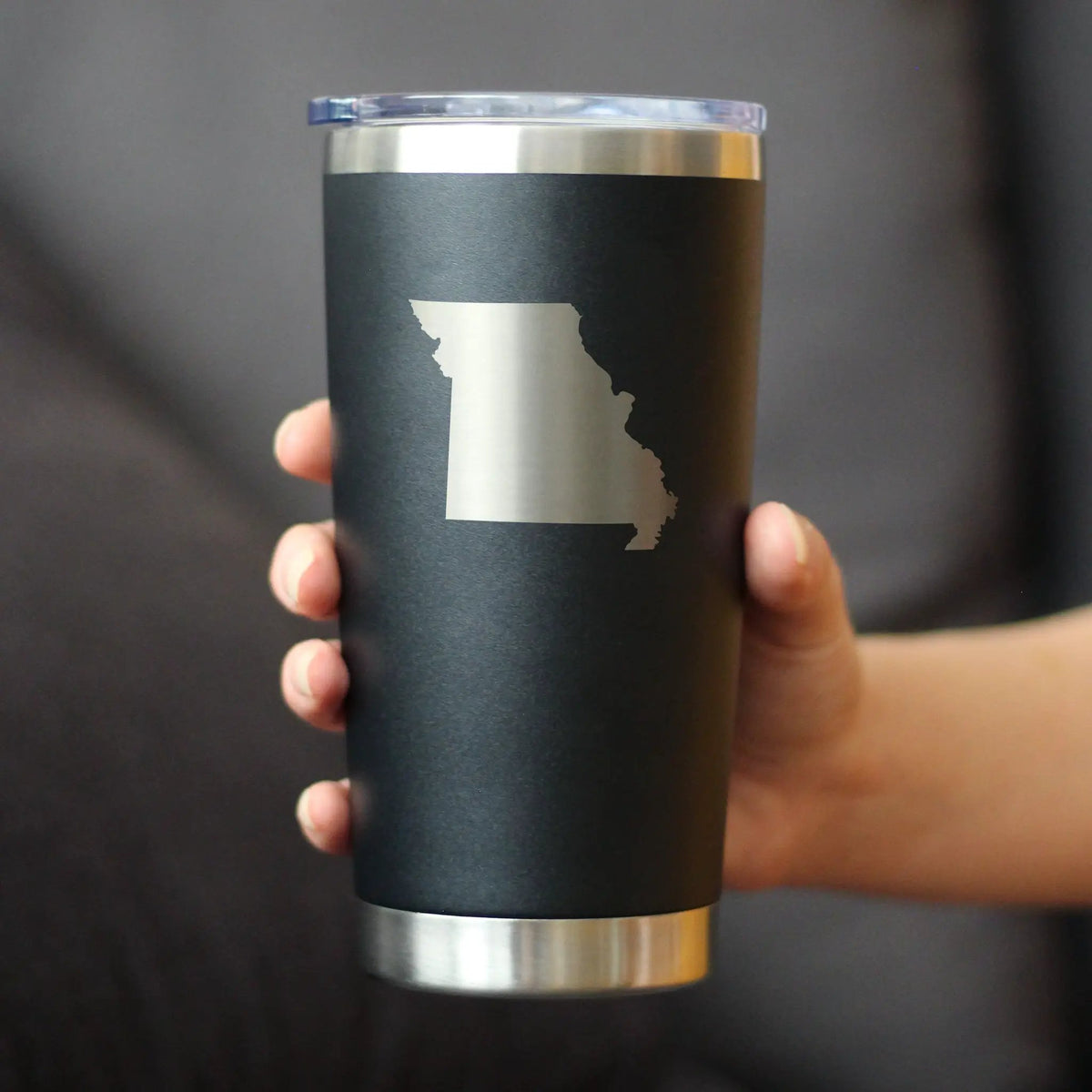 Missouri State Outline Coffee Tumbler | 20 Oz | Double Wall Stainless Steel | Sliding Lid