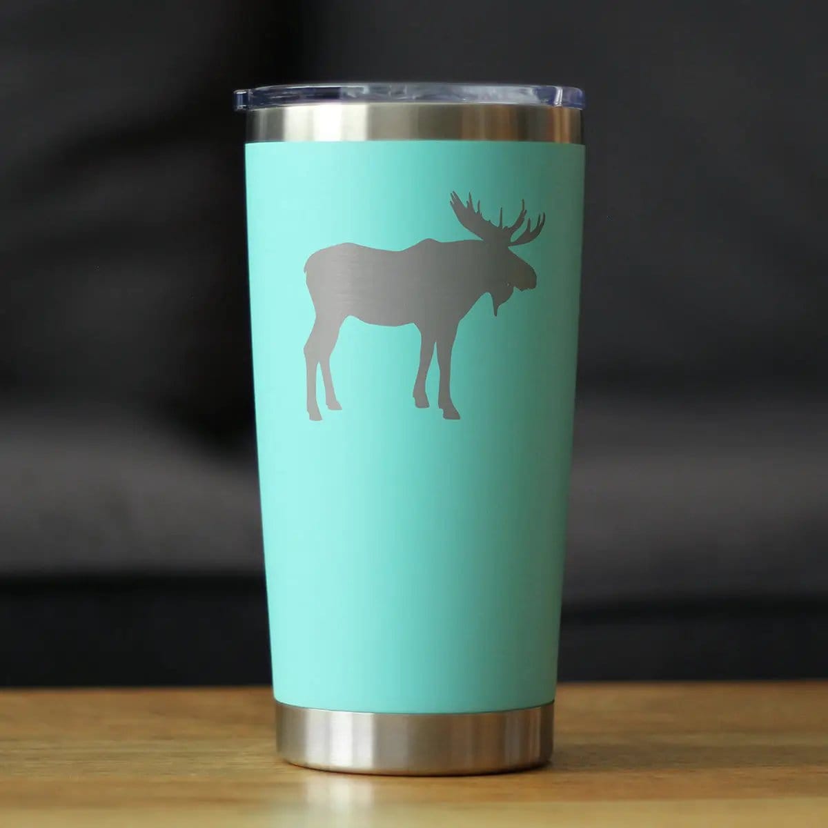 Insulated Coffee Tumbler | 20 oz Stainless Steel | Sliding Lid | Moose Silhouette