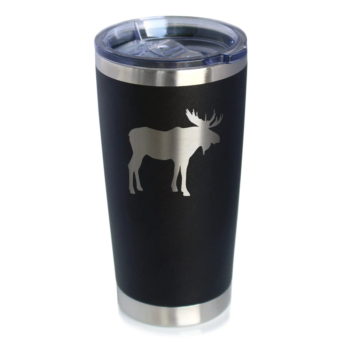 Insulated Coffee Tumbler | 20 oz Stainless Steel | Sliding Lid | Moose Silhouette