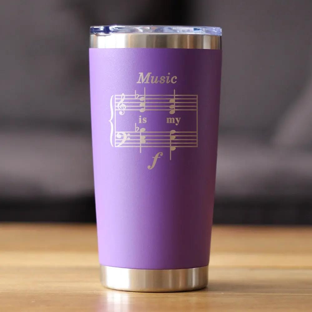 Insulated Coffee Tumbler | 20 oz Stainless Steel | Sliding Lid | Music is My Forte