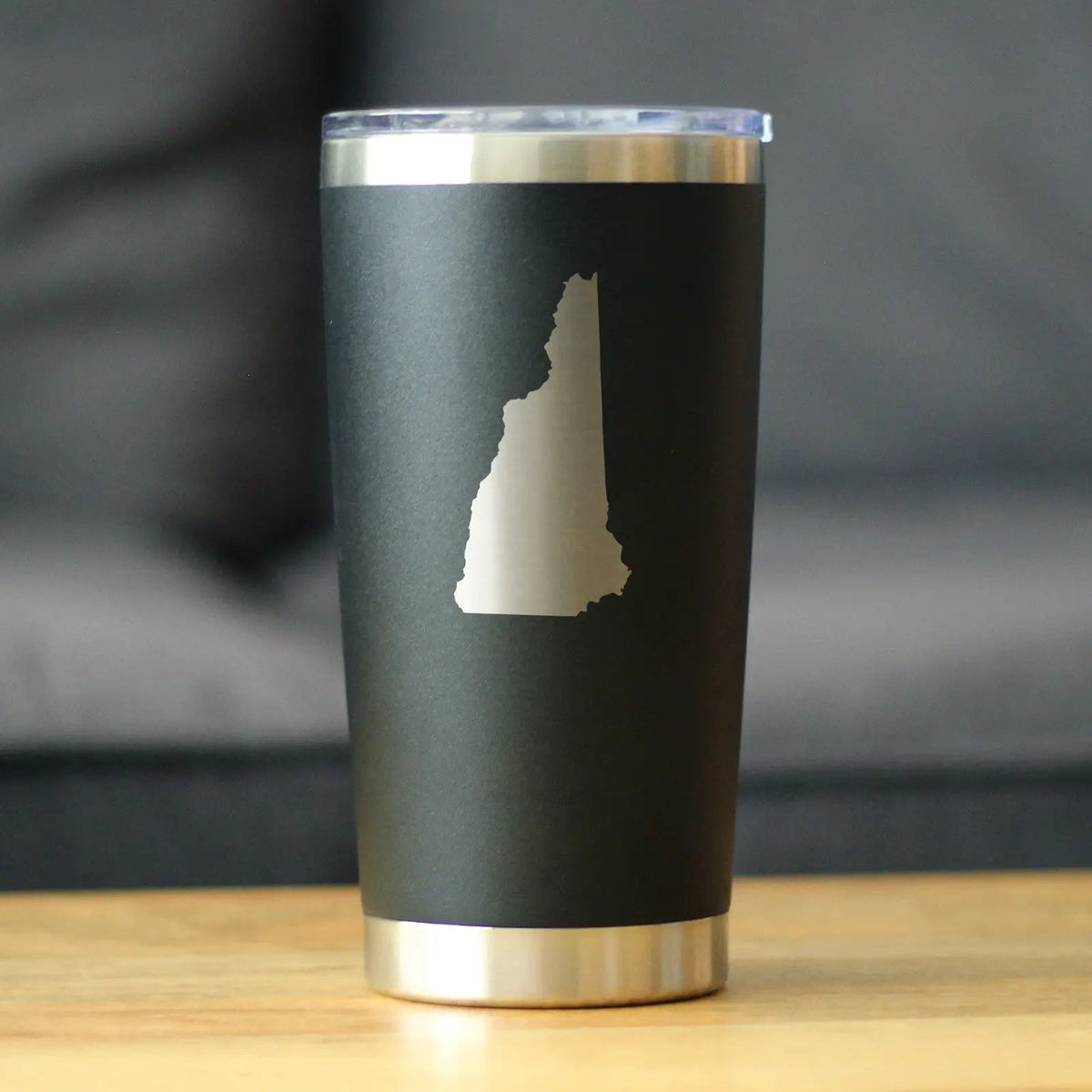 New Hampshire State Outline Coffee Tumbler | 20 Oz Double Wall Stainless Steel | Sliding Lid | New Hampshire Gifts