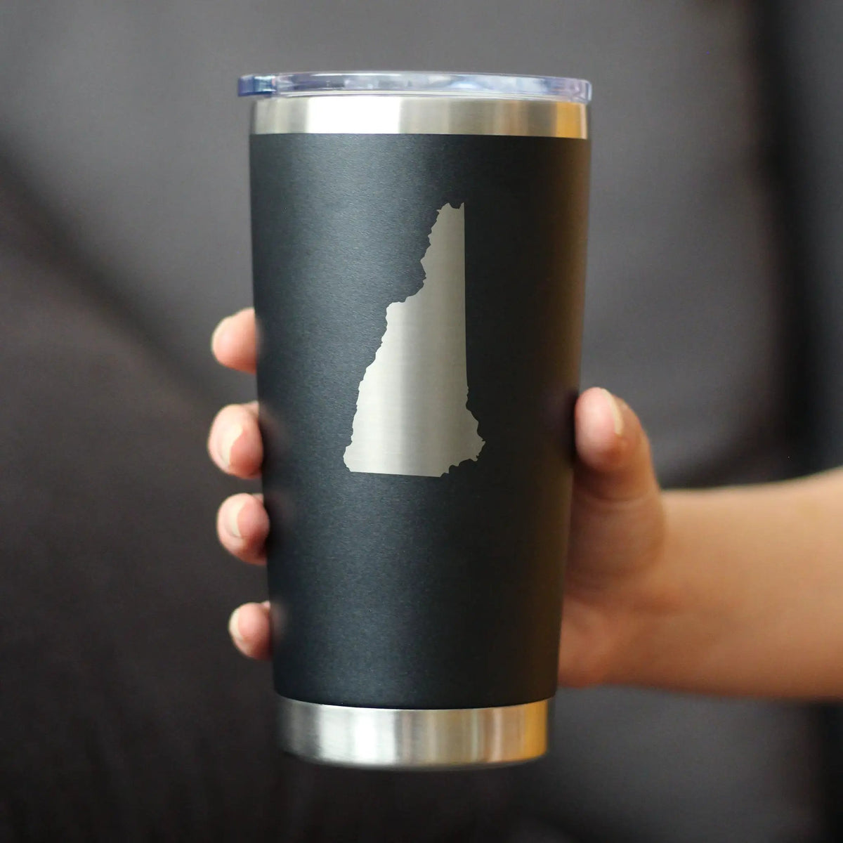 New Hampshire State Outline Coffee Tumbler | 20 Oz Double Wall Stainless Steel | Sliding Lid | New Hampshire Gifts