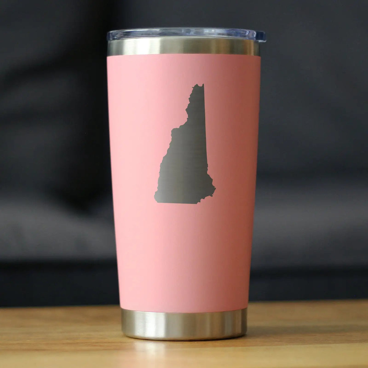 New Hampshire State Outline Coffee Tumbler | 20 Oz Double Wall Stainless Steel | Sliding Lid | New Hampshire Gifts