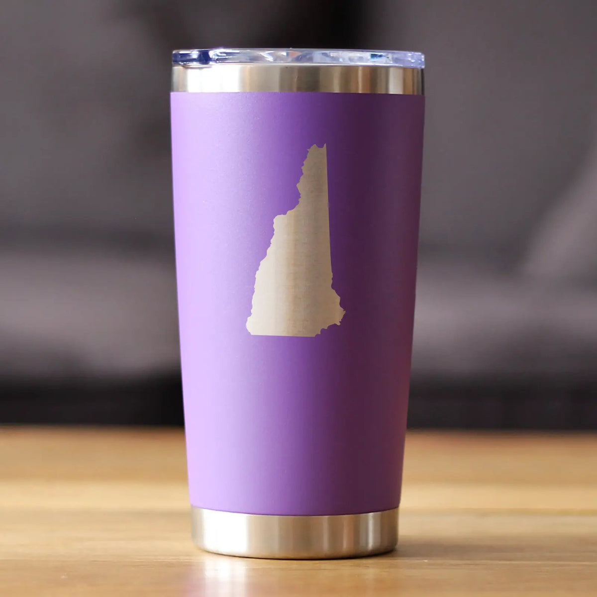 New Hampshire State Outline Coffee Tumbler | 20 Oz Double Wall Stainless Steel | Sliding Lid | New Hampshire Gifts