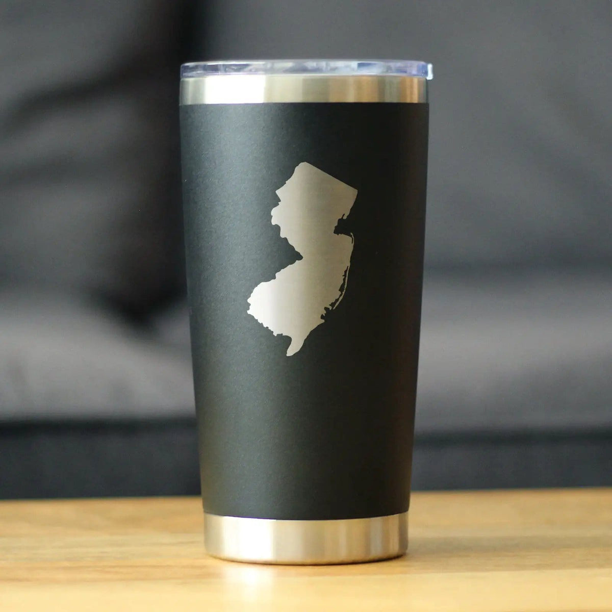 Insulated Coffee Tumbler | 20 oz Stainless Steel | Sliding Lid | New Jersey Sate Outline