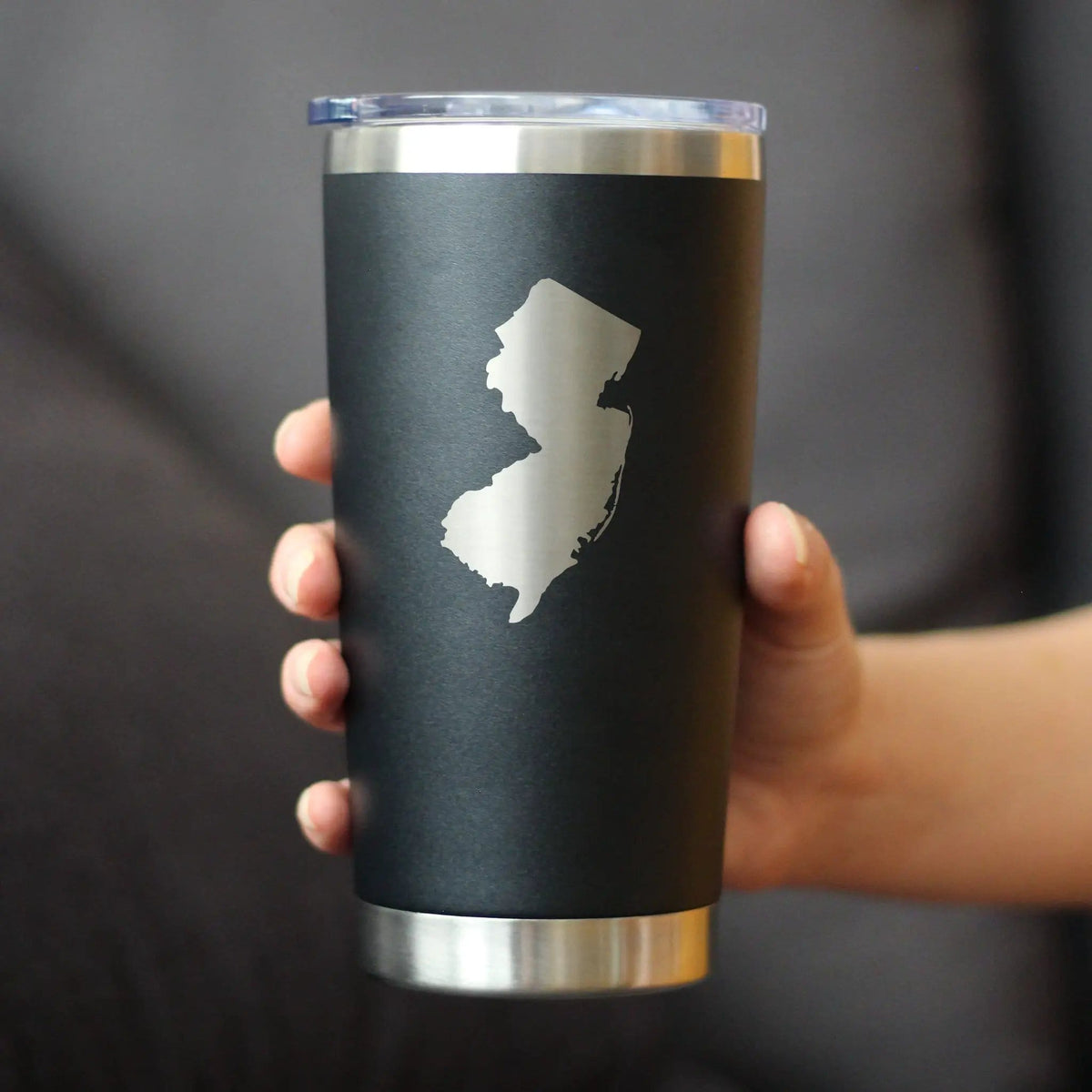 Insulated Coffee Tumbler | 20 oz Stainless Steel | Sliding Lid | New Jersey Sate Outline