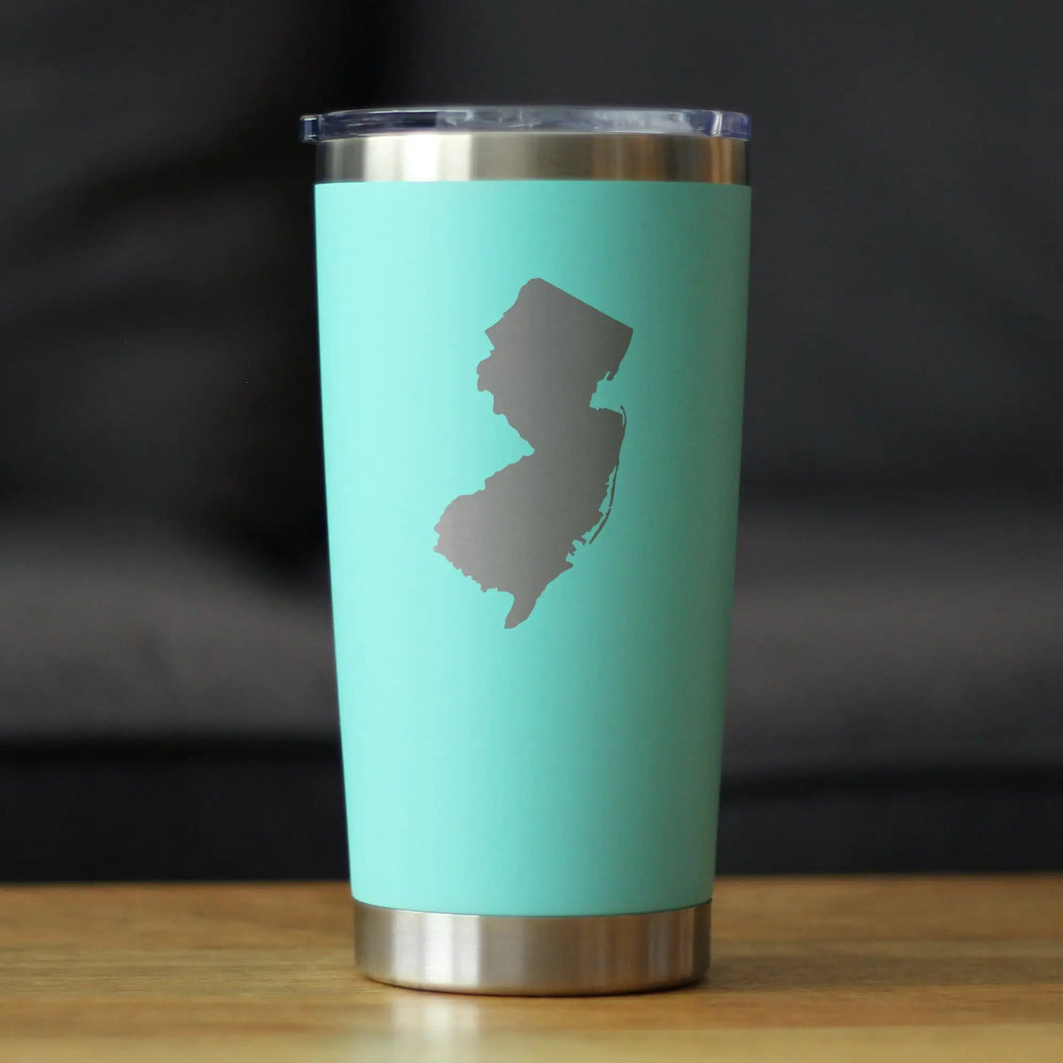 Insulated Coffee Tumbler | 20 oz Stainless Steel | Sliding Lid | New Jersey Sate Outline