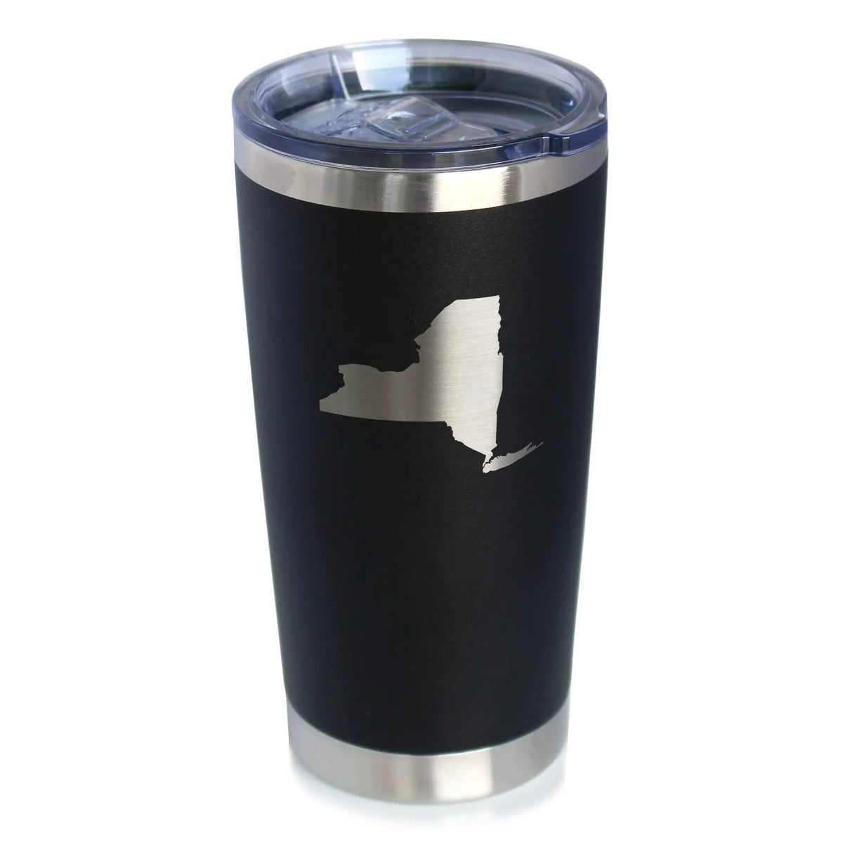 New York State Outline Coffee Tumbler | 20 Oz Double Wall Stainless Steel | Sliding Lid | New York Gifts Women and Men New Yorkers