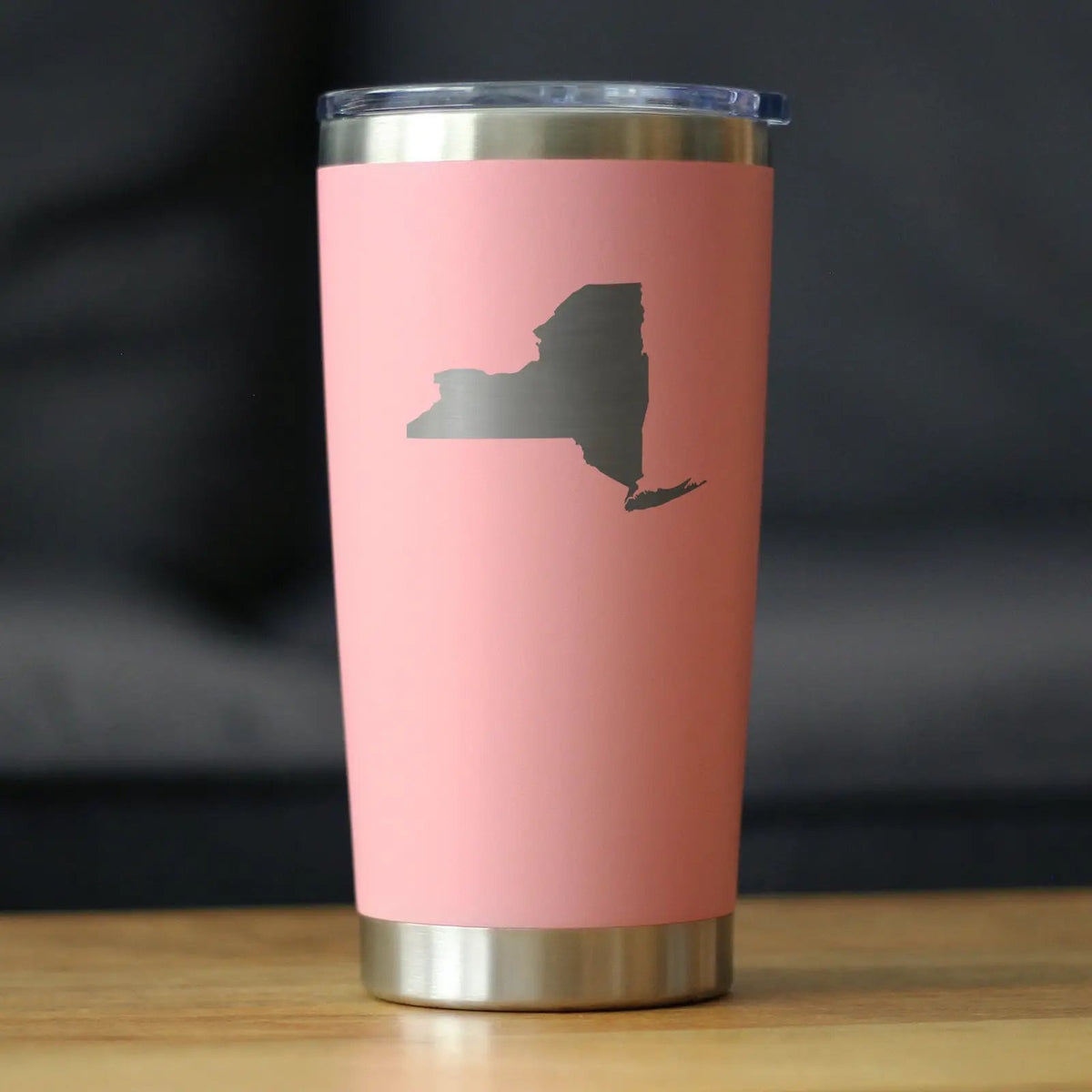 New York State Outline Coffee Tumbler | 20 Oz Double Wall Stainless Steel | Sliding Lid | New York Gifts Women and Men New Yorkers