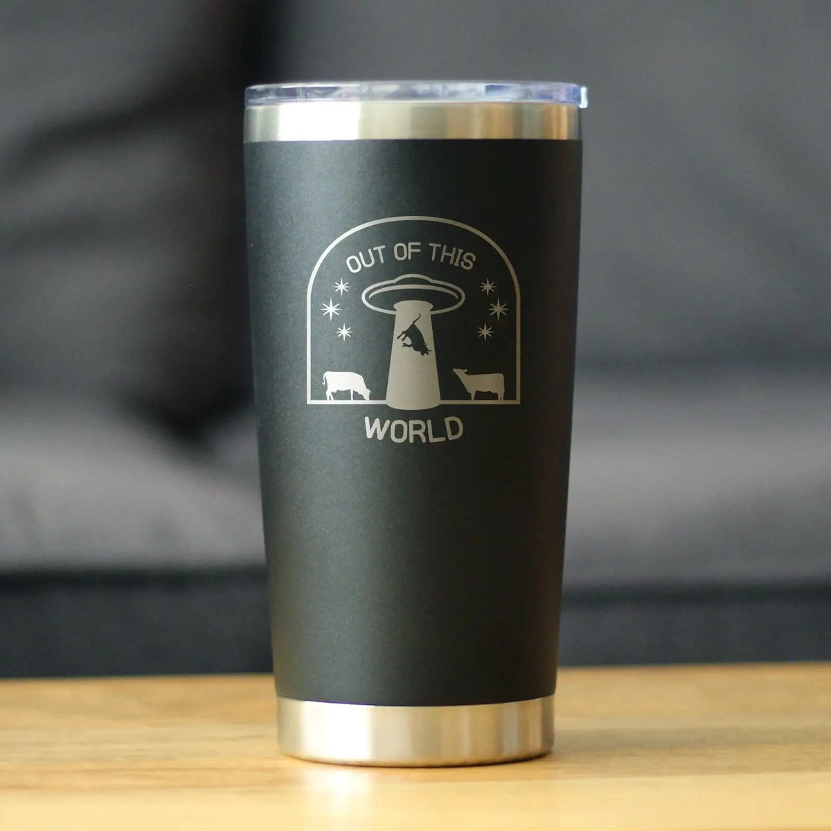Insulated Stemless Wine Tumbler | 20 oz Stainless Steel | Sliding Lid | Out of This World (Style 2)