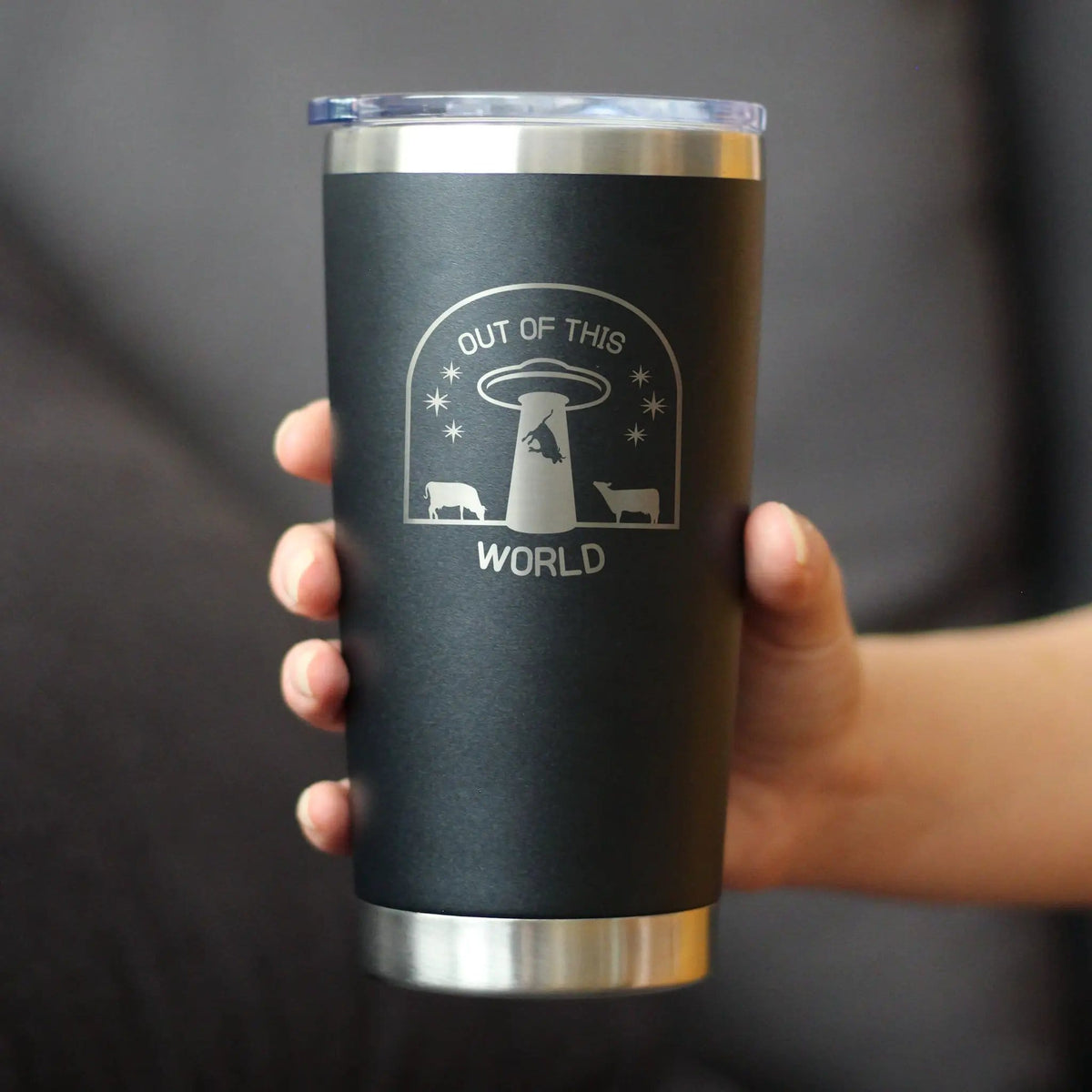 Insulated Stemless Wine Tumbler | 20 oz Stainless Steel | Sliding Lid | Out of This World (Style 2)