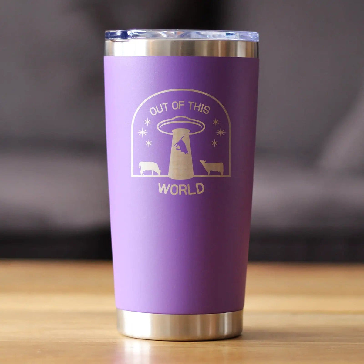 Insulated Stemless Wine Tumbler | 20 oz Stainless Steel | Sliding Lid | Out of This World (Style 2)
