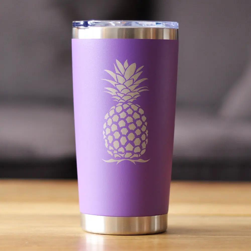 Pineapple Coffee Tumbler | 20 Oz | Double Wall Stainless Steel | Sliding Lid