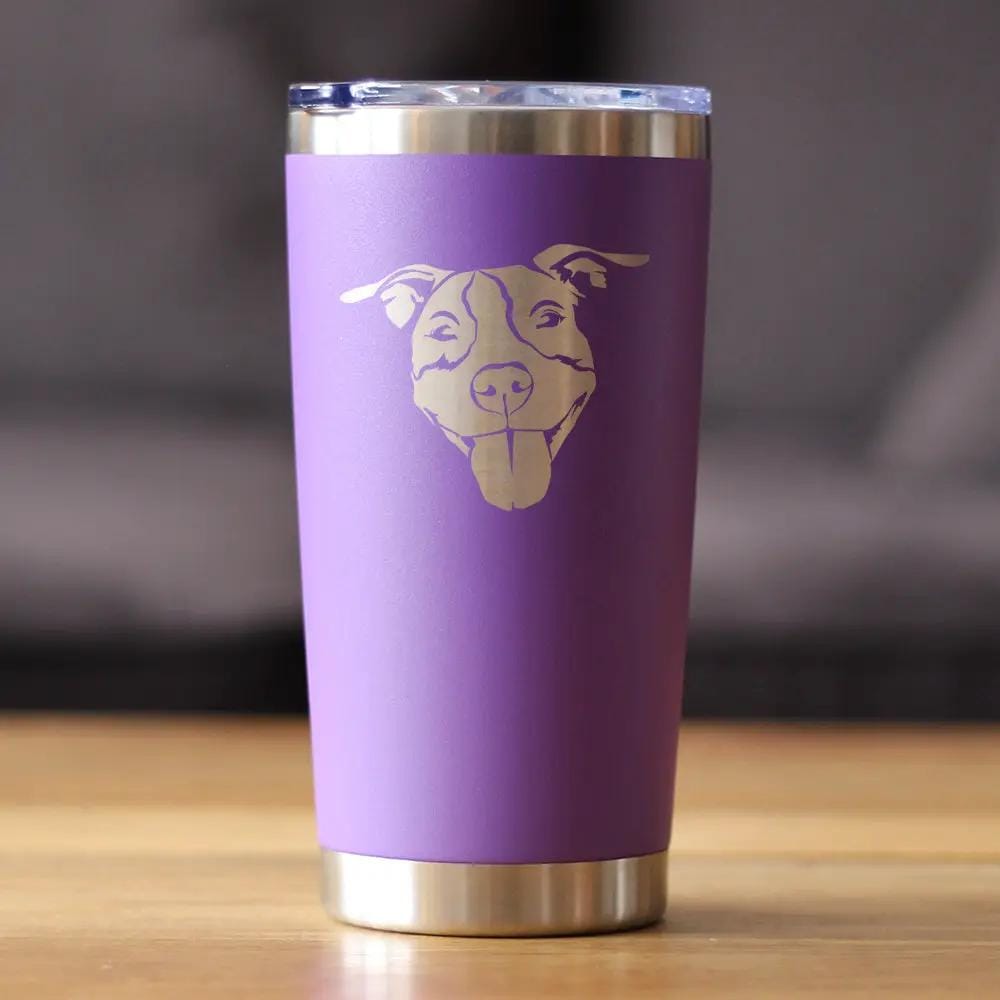 Insulated Coffee Tumbler | 20 oz Stainless Steel | Sliding Lid | Happy Pitbull