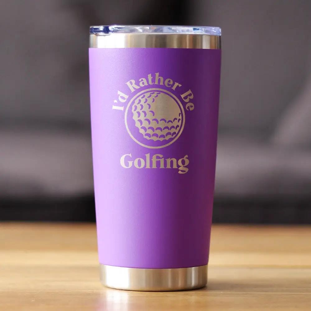 Insulated Coffee Tumbler | 20 oz Stainless Steel | Sliding Lid | I'd Rather Be Golfing