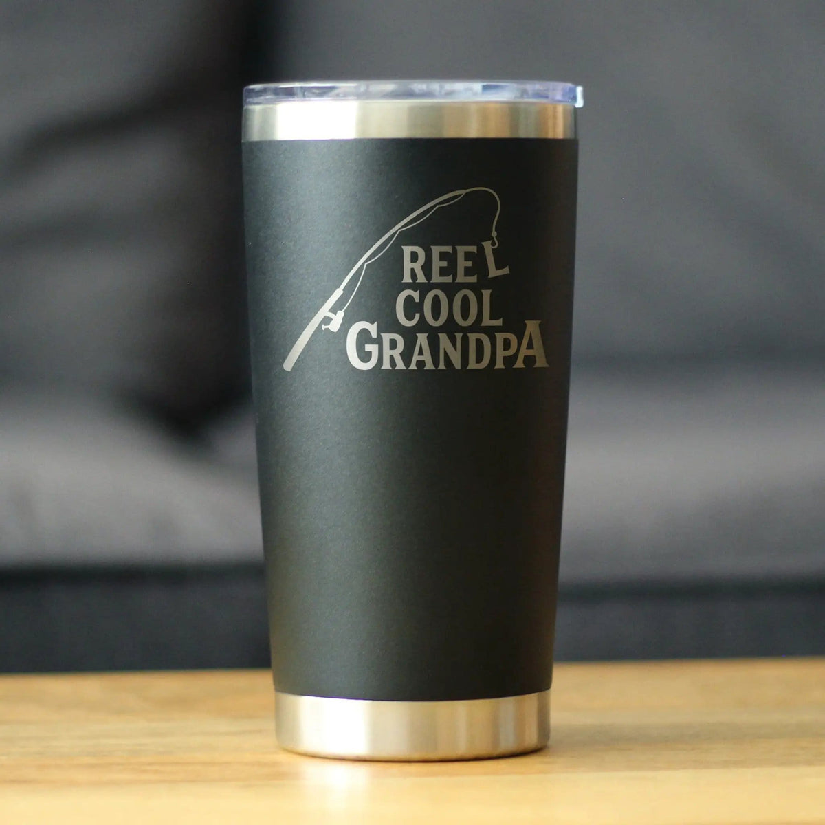 Insulated Coffee Tumbler | 20 oz Stainless Steel | Sliding Lid | Reel Cool Grandpa