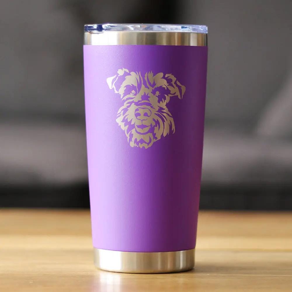 Insulated Coffee Tumbler | 20 oz Stainless Steel | Sliding Lid | Schnauzer Face