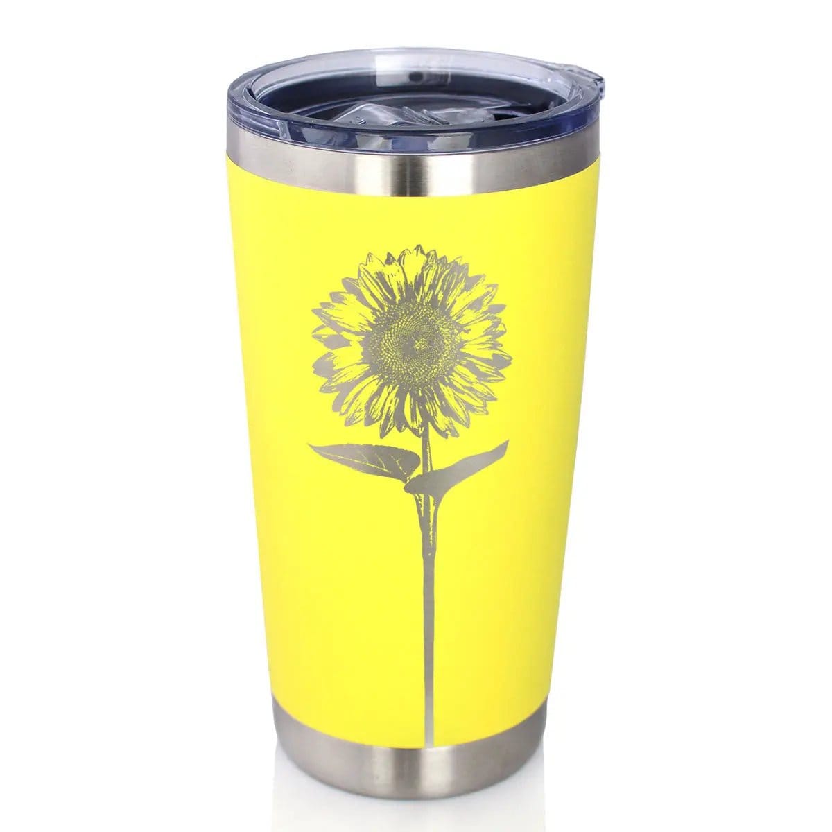 Insulated Coffee Tumbler | 12 oz Stainless Steel | Sliding Lid | Sunflower