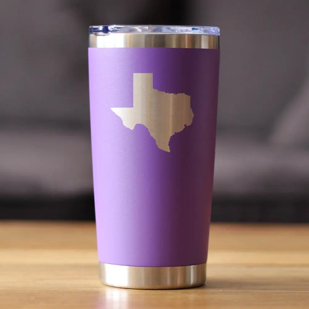 Insulated Coffee Tumbler | 20 oz Stainless Steel | Sliding Lid | Texas State Outline