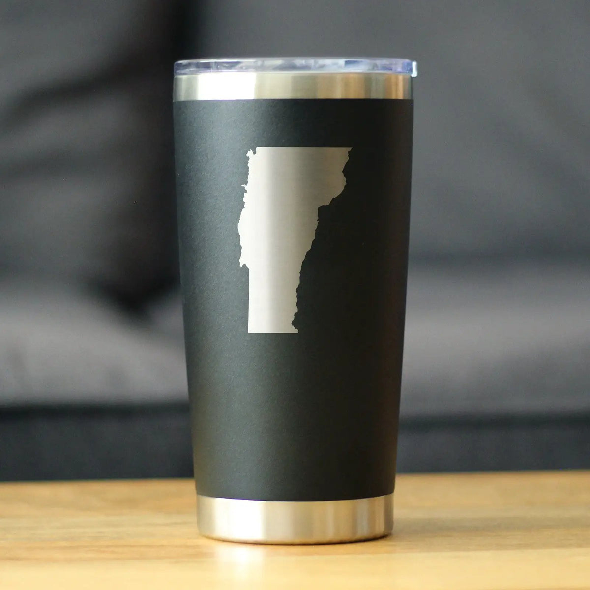 Vermont State Outline Coffee Tumbler | 20 Oz | Double Wall Stainless Steel | Sliding Lid
