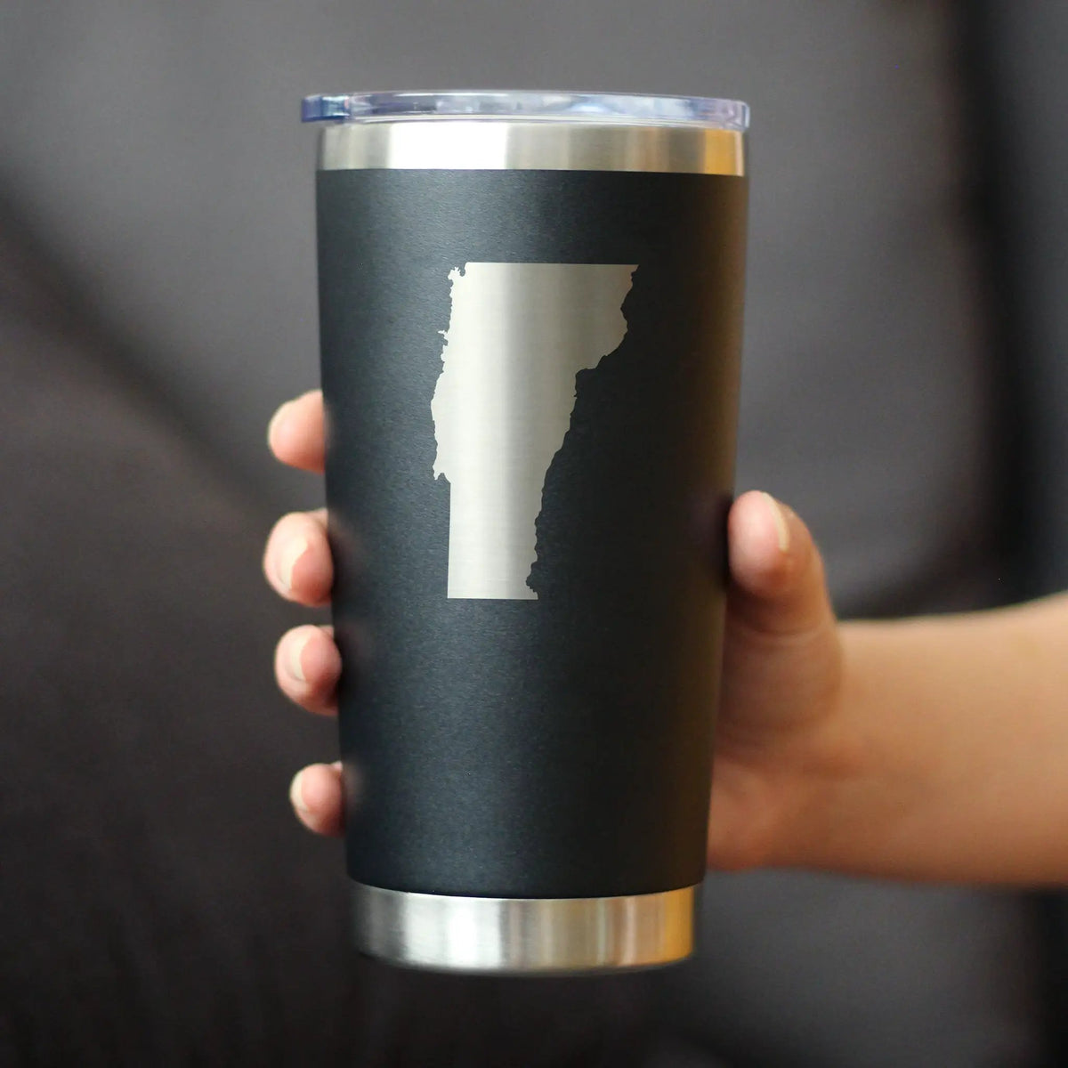 Vermont State Outline Coffee Tumbler | 20 Oz | Double Wall Stainless Steel | Sliding Lid