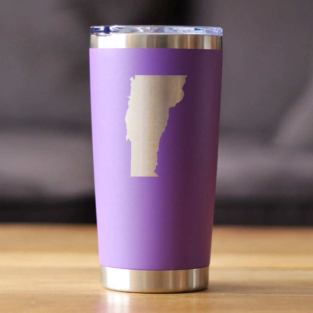 Vermont State Outline Coffee Tumbler | 20 Oz | Double Wall Stainless Steel | Sliding Lid